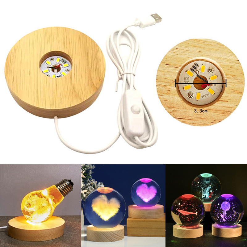 Lighting Decoration Stand - Harz Kunst Display Runde Holz Bunte