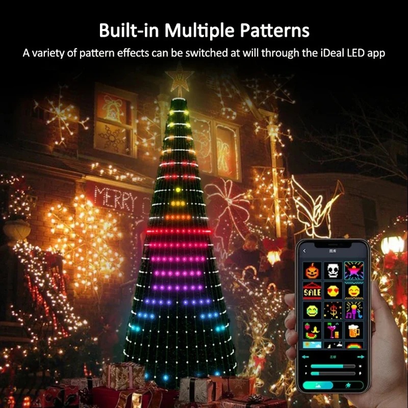 Lighting Christmas Decor - Weihnachtsstern-Baumbeleuchtung RGB LED, Bluetooth APP-gesteuerte Lichterkette