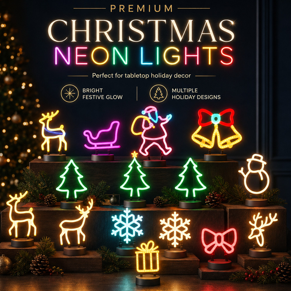 Lighting Christmas Decor - Weihnachtsdekoration LED-Neonschild Licht Hirschkopf LED-Lampe Weihnachtsmütze