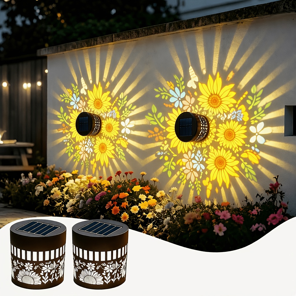 Lighting Metal Wall Decor - 2er-Pack Solar-Zaunleuchten, Solar-Außenleuchten aus Metall für