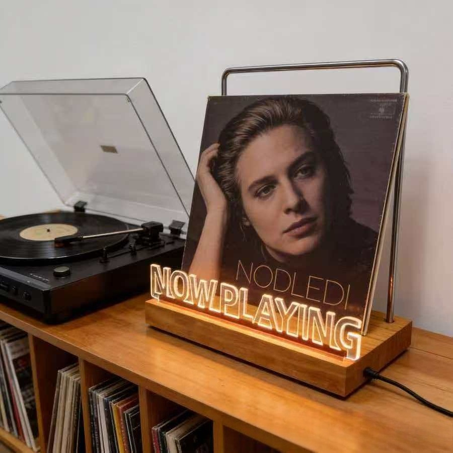 Lighting Decoration Stand - Beleuchteter Vinyl-Plattenständer aus Acryl mit warmweißer