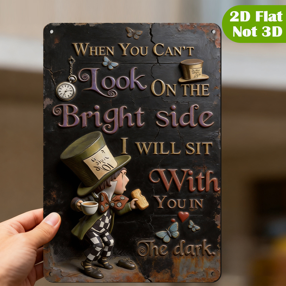 Lighting Metal Wall Decor - Metallplakette mit Zitat von Mad Hatter